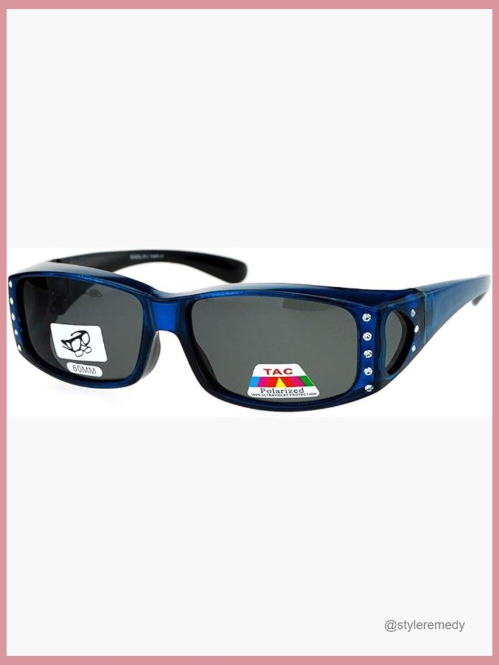 Polarized Fit Over Sunglasses with Rhinestone Rectangular Frame - Picture 1 of 2